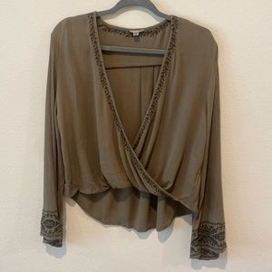 UO ecoté Olive Green Boho Top